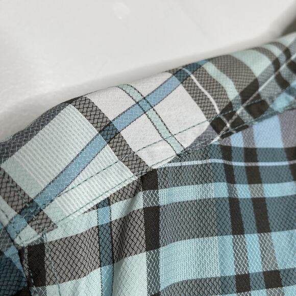 Eddie Bauer Mens Plaid Fishing Shirt Blue Size TL Tall Classic Outdoor Tech - Picture 3 of 6